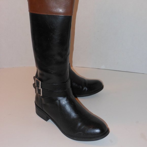 ARIZONA BLACK & BROWN LEATHER KNEE HIGH BOOTS - Picture 7 of 7